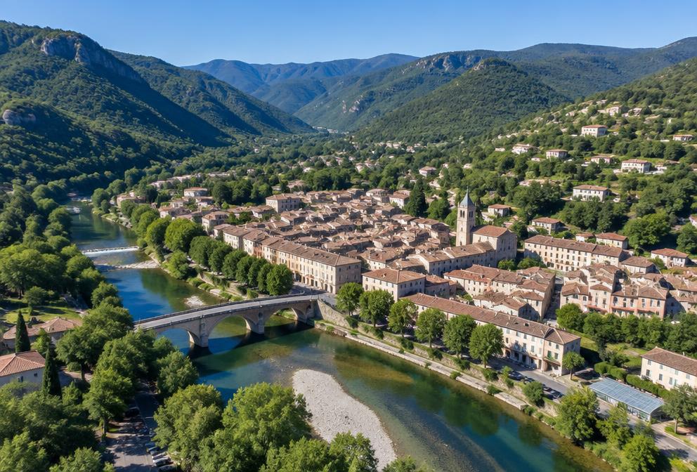 Vue de Anduze, zone d'intervention d'Olivier Nettoyage