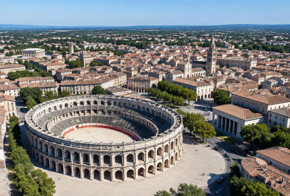 Vue de Nîmes, zone d'intervention d'Olivier Nettoyage